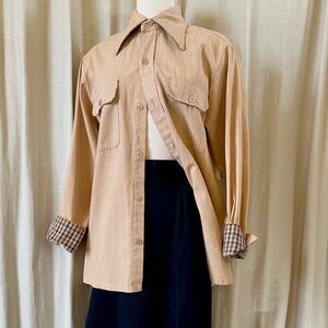 Button-up Canvas Overshirt in Camel– 70s Wrangler “Rampage Horse” Tag